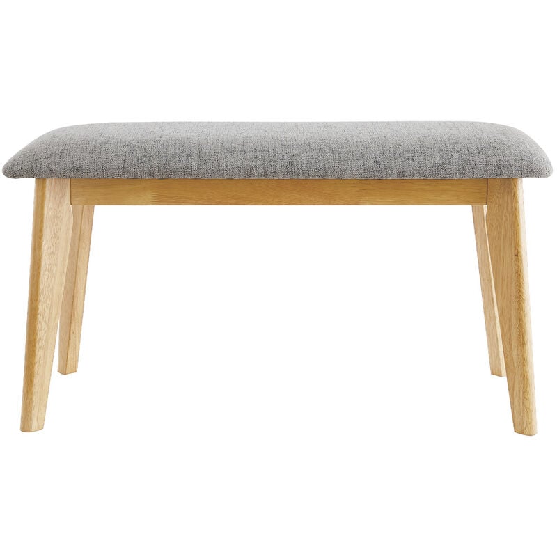 Miliboo - Banc scandinave en tissu gris clair et bois clair L92 cm elion