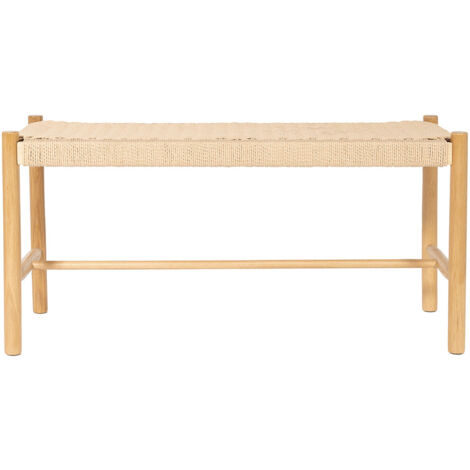 Banc en corde tressée et bois L90cm - Bois clair - Victor
