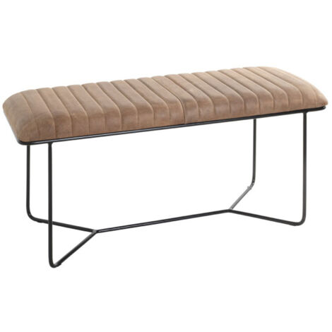 Banc en Cuir Design "Linor" 100cm Marron & Noir
