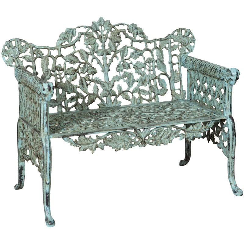 Banc extérieur et intérieur 110x56x86 cm Banquette en fonte Canapé de jardin Banquette finition antique Grande chaise 2 places