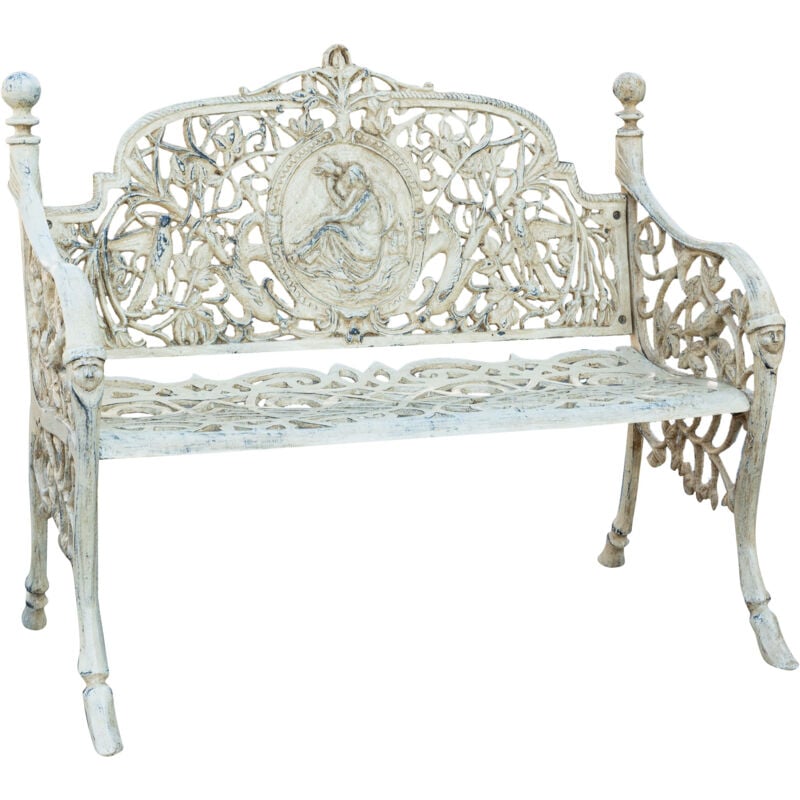 Biscottini - Banc de jardin 105x62x90 cm Banc en fonte Canapé extérieur et intérieur élégant Chaise 2 places antique Banc Liberty décoratif