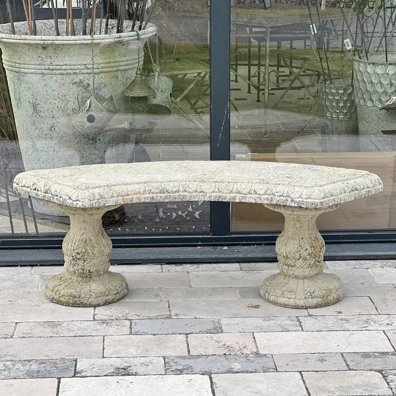 La Grande Prairie - Banc en pierre reconstituée patiné 61x39cm