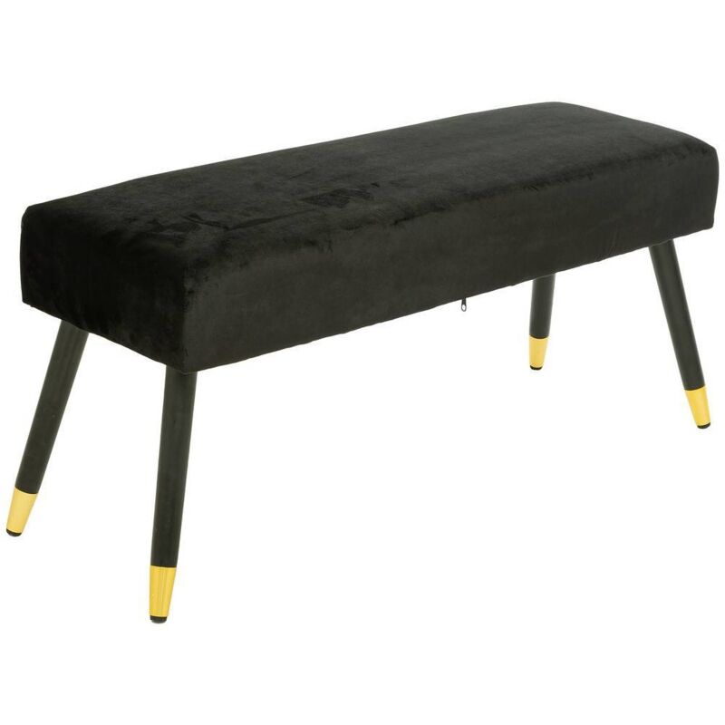 Banquette en velours - L 100 cm x l 35 cm x H 45 cm - Noir - Livraison gratuite