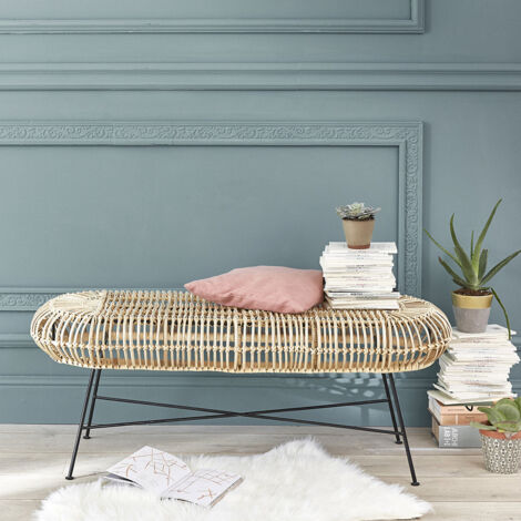 Banc en rotin et métal - Naturel