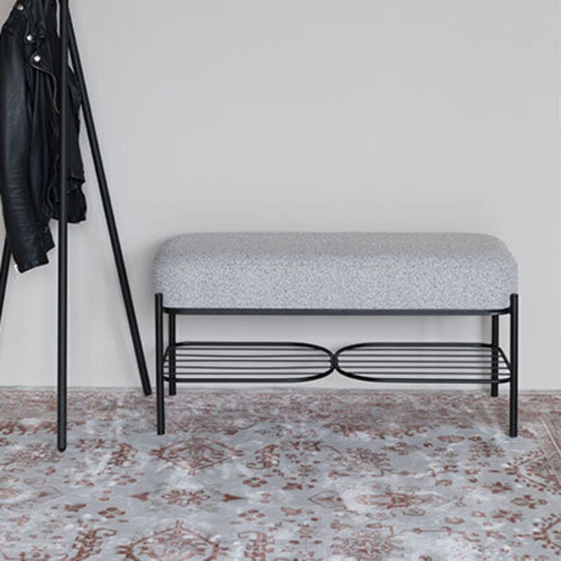 Drawer - Banc, Banc Milou en tissu gris Noir en Fabric, boite a design