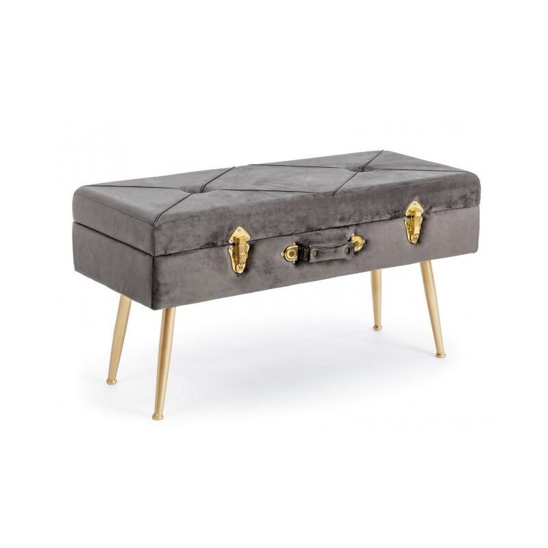 Banc en velours avec rangement polina Gris 80x34x h42 cm