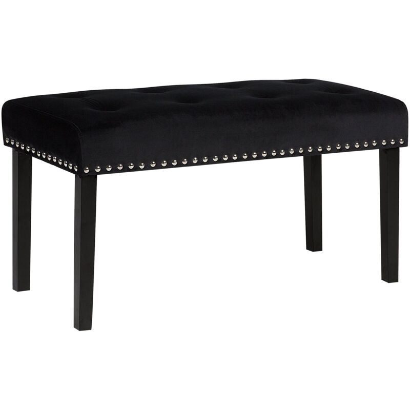 Beliani - Banc 2 Places fabriqué en Velours Noir au Style Glamour avec Clous Argenté pour tout Intérieur à la Décoration Moderne