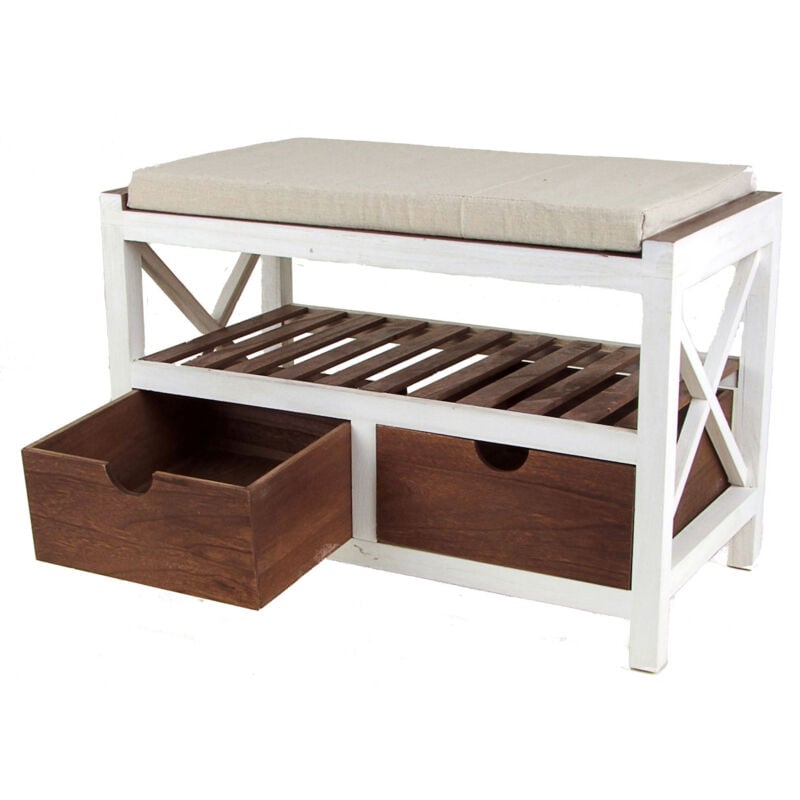 Spetebo - Banc et coussin en bois - Dimensions : environ 65x34x41cm