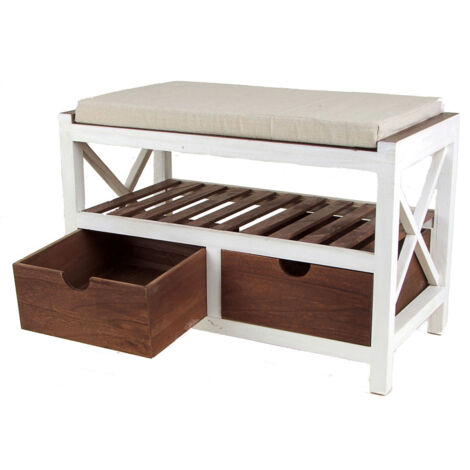 Banc et coussin en bois - Dimensions : environ 65x34x41cm