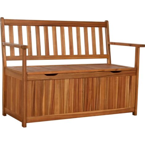 Banc extérieur acacia marron avec coffre ambiance terrasse jardin - marron bois naturel acacia