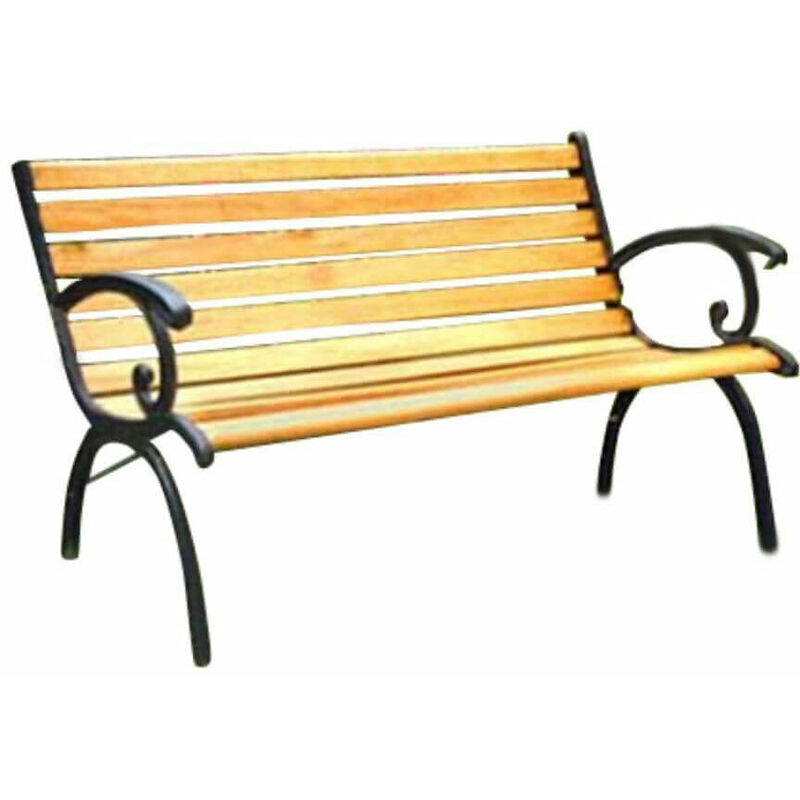 Banc extérieur en bois laqué et tigre en fonte en fonte