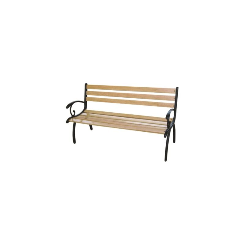 Banc Fauteuil le'ger en fonte bronze'e avec planches de bois naturel cm.127x53x68h jardin parc terrasse
