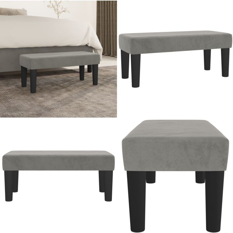 Vidaxl - Banc Gris clair 70x30x30 cm Velours - Banc Design - Banc Moderne - Banc Velours - Banc Entrée - Banc Chambre - Home & Living