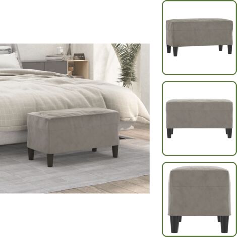 Banc Ottoman Gris Clair VidaXL - Banquette Rembourrée Pour Entrée, Chambre Ou Salon - 70x35x41 Cm - Tissu Polyester