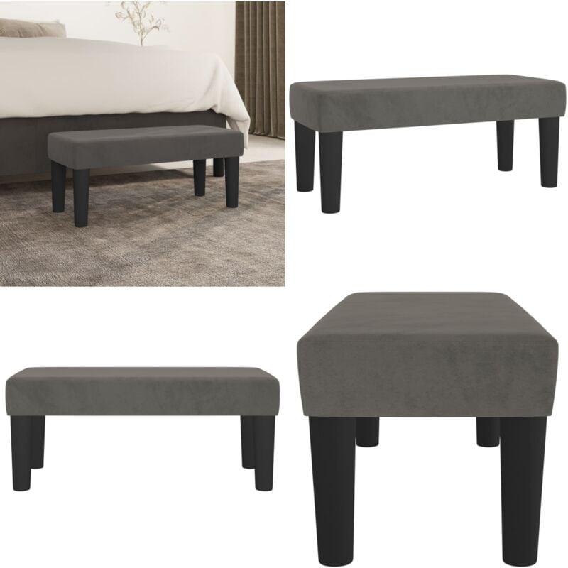 Banc Gris foncé 70x30x30 cm Velours - Banc Design - Banc Moderne - Banc Velours - Banc Entrée - Meuble Rangement - Home & Living