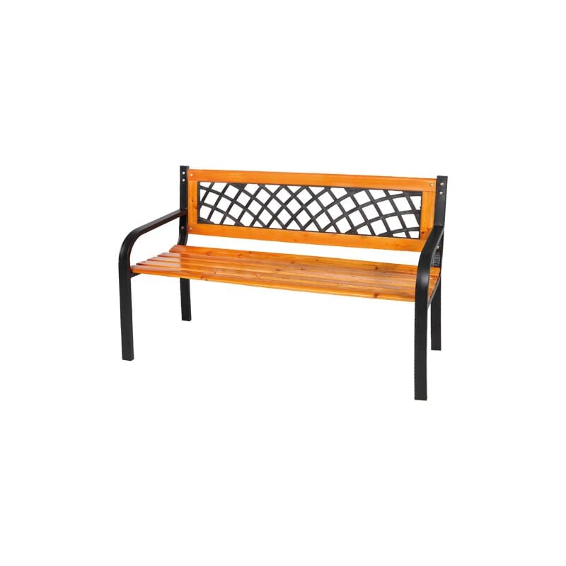 Lifeingarden - Banc gurzia en me'tal et lattes de bois banc 118x50x75 cm pour jardins, parcs et espaces verts