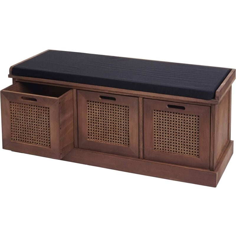 Jamais utilisé] Banc HHG 904, banc rembourré Banc de vestiaire 47x110x40cm, marron, rembourrage noir