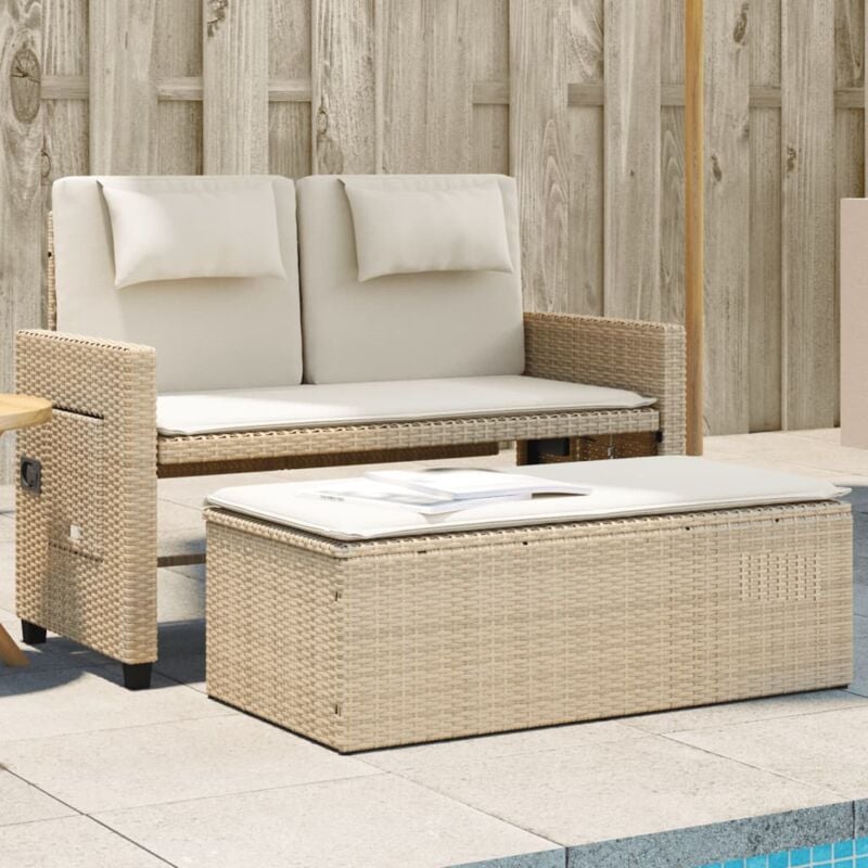 Vidaxl - Banc inclinable de jardin avec coussins beige résine tressée