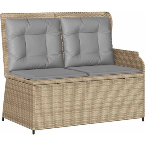 Banc inclinable de jardin，Banquette de jardin，Chaise avec coussins beige résine tressée CFW93429