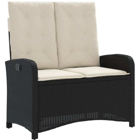 Banc inclinable de jardin,Banquette de jardin,Chaise avec coussins noir résine tressée CFW74047