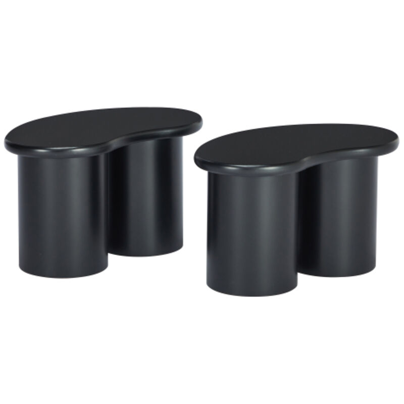 Frixovel - Banc irrégulier, 2 Petits tabourets, 16 42 24,5 cm, Banc de Table Basse irrégulier Noir