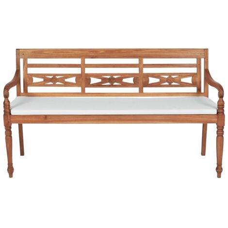 Banc jardin  Banc extérieur  Banquette de jardin Batavia avec coussin 150 cm Teck