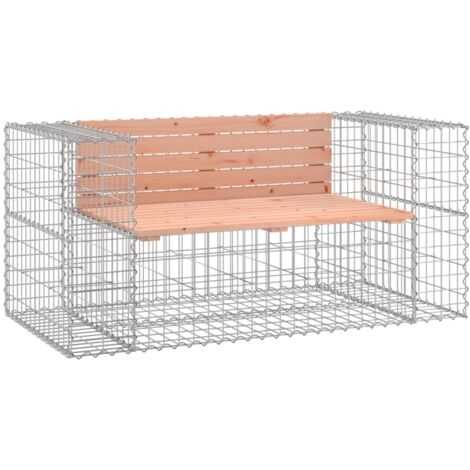 Banc jardin  Banc extérieur  Banquette de jardin design gabion 143x71x65,5 cm bois massif de douglas