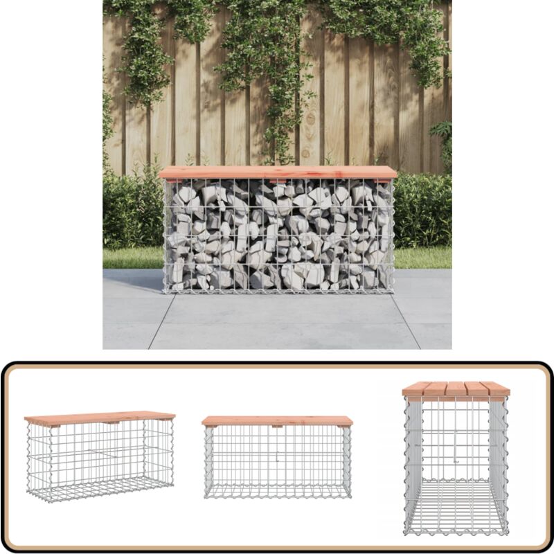 Banc jardin design gabion 83x31,5x42 cm bois massif de douglas - Banc De Jardin - Mobilier De Jardin - Banc Extérieur - Terrasse - Jardin