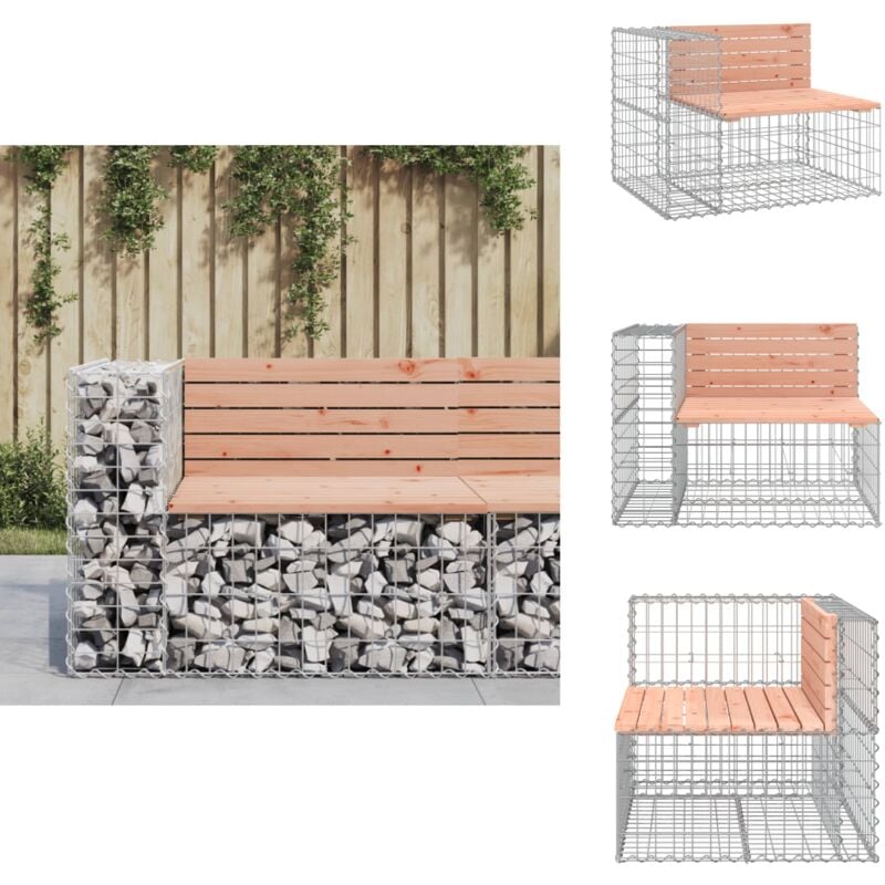 Banc jardin design gabion 92x71x65,5 cm bois massif de douglas - Banc De Jardin - Mobilier De Jardin - Banc Extérieur - Meubles De Jardin - Banc