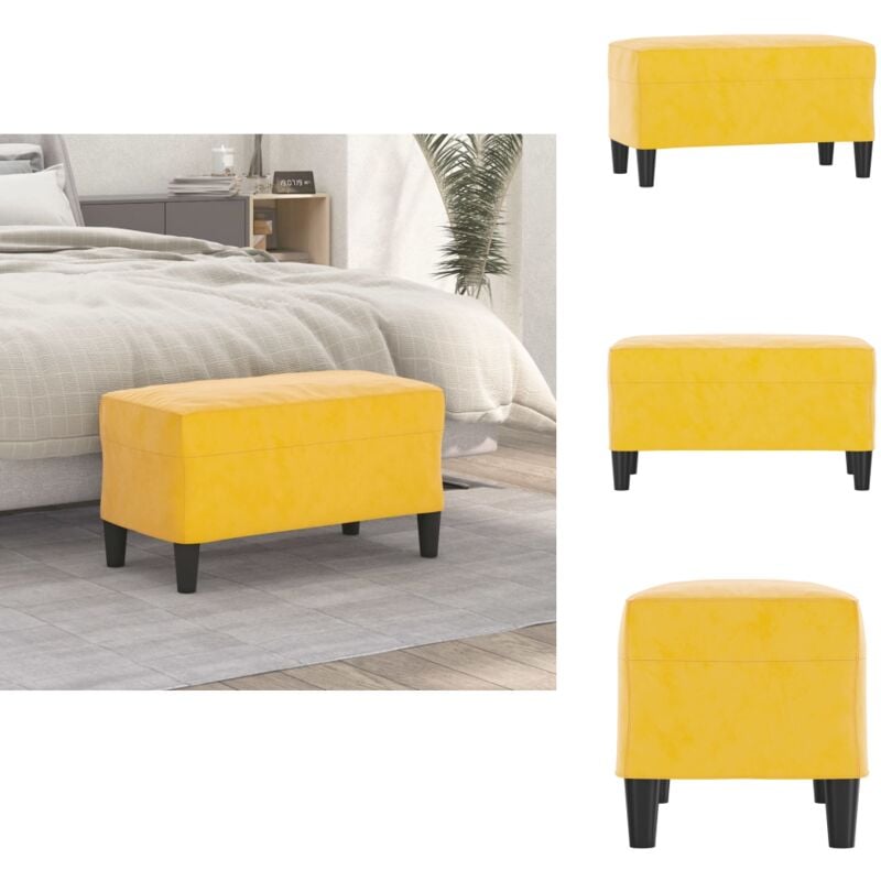 Banc Jaune 70x35x41 cm Velours - Banc Entrée - Banc Design - Banc Velours - Meuble Salon - Chaise D'appoint