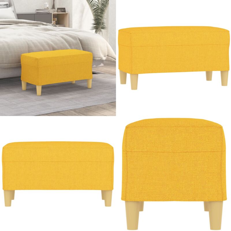Banc Jaune clair 70x35x41 cm Tissu - Banc Entrée - Banc Design - Banc Moderne - Banc Tissu - Banc Jaune - Home & Living
