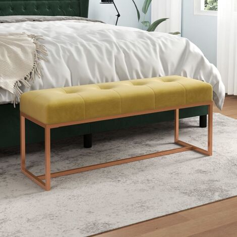 Banc Jaune moutarde 110x36x45 cm Velours vidaXL