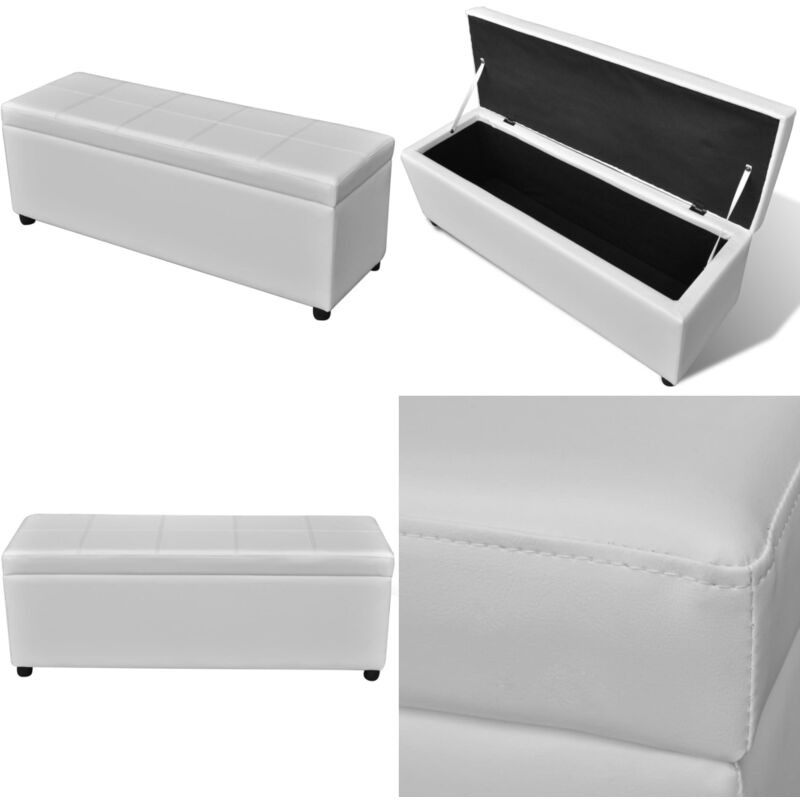 Vidaxl - Banc long de rangement Bois Blanc - Banc Coffre - Banc Rangement - Meuble Rangement - Banc Design - Banc Blanc - Home & Living