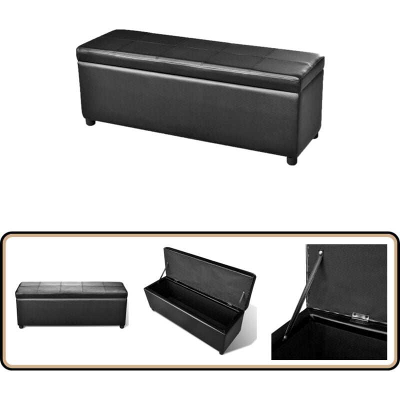 Vidaxl - Banc long de rangement Bois Noir - Banc Coffre - Banc Rangements - Meuble Rangement - Banc Design - Mobilier Salon