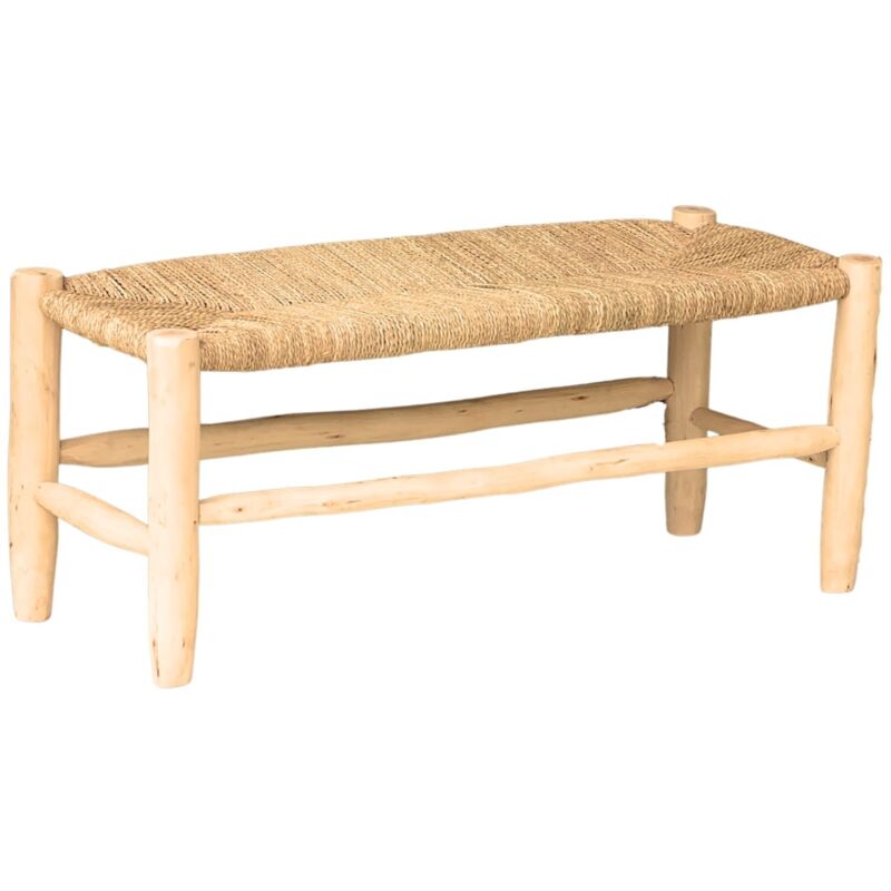 Banc Marocain Doum tressage central Naturel 80 cm