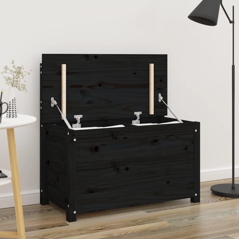 Banc Noir 80x41x77 cm Bois de pin massif Vidaxl