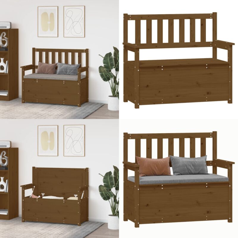 Vidaxl - Banc Marron miel 112,5x51,5x96,5 cm Bois de pin massif - Banc Design - Banc Bois - Banc Rangement - Meuble Entrée - Chaise Salle à Manger