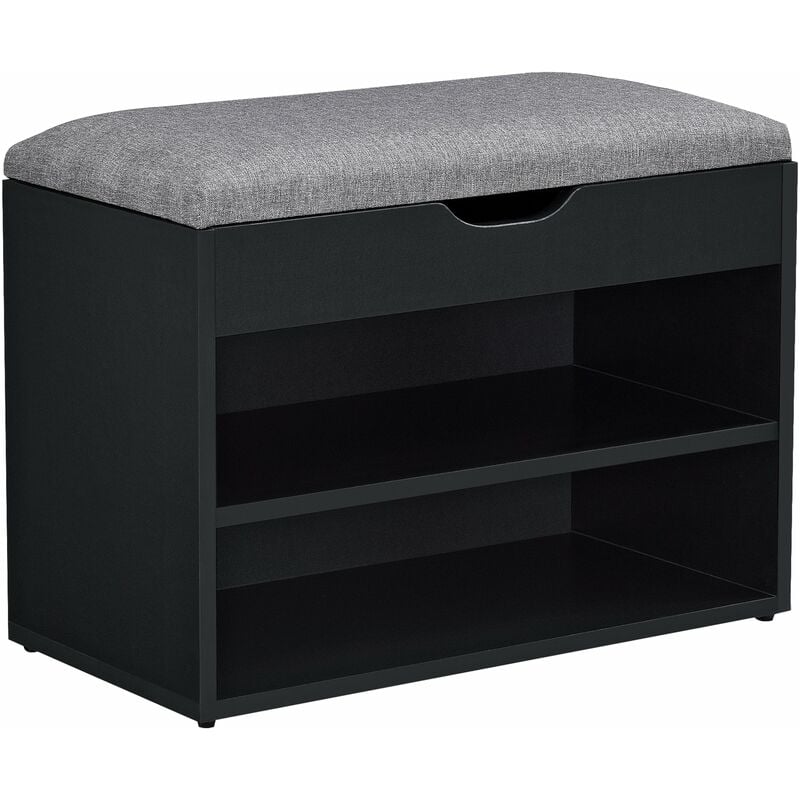 Banc meuble à chaussures 46 x 60 x 30 cm noir gris