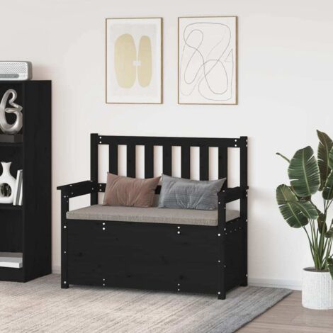 Banc moderne, Banquette de salon,chambre Noir 112,5x51,5x96,5 cm Bois de pin massif NKK16759