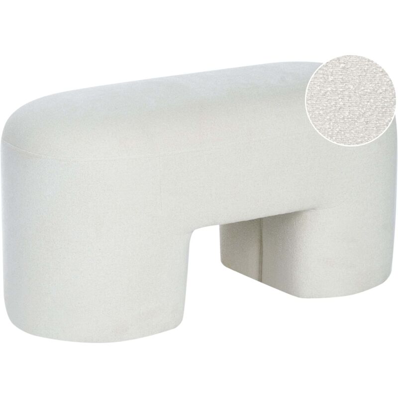 Banc Moderne en Bouclé Pouf Pieds Larges Accessoire Rembourré Salon Chambre Blanc Decorah