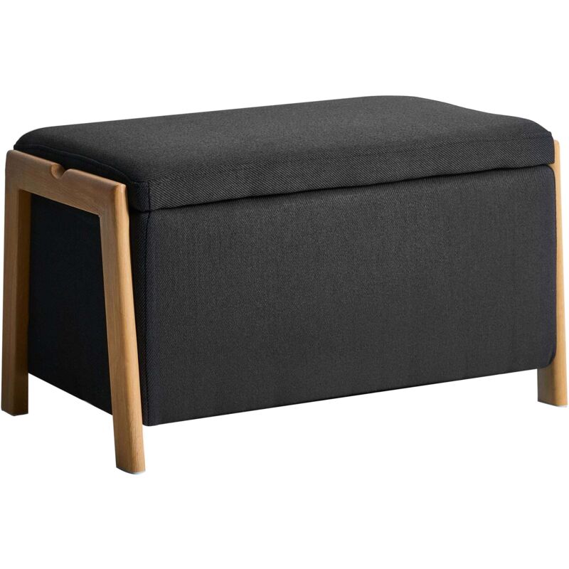 Banc Moderne Glam en Tissu avec Rangement Meuble Salon Chambre Noir Edland