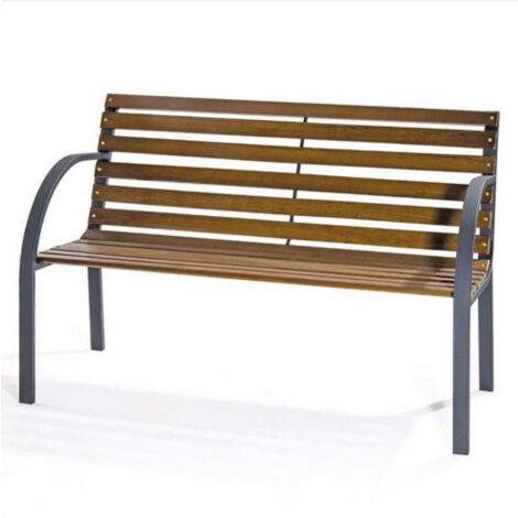 Banc New York en me'tal peint et lattes de bois de couleur naturelle Banc 122x60x80 cm pour jardins, parcs et espaces verts