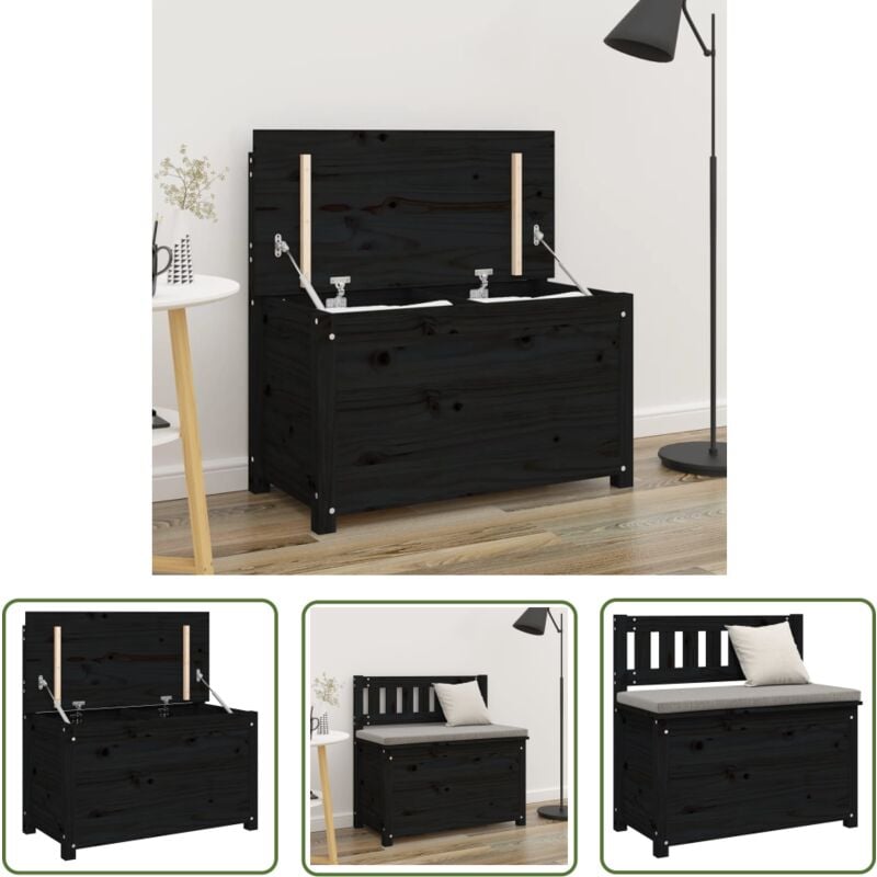 Vidaxl - The Living Store Banc Noir 80x41x77 cm Bois de pin massif - Banc Bois - Banc Rangement - Meuble Entrée - Chaise Salle à Manger - Mobilier