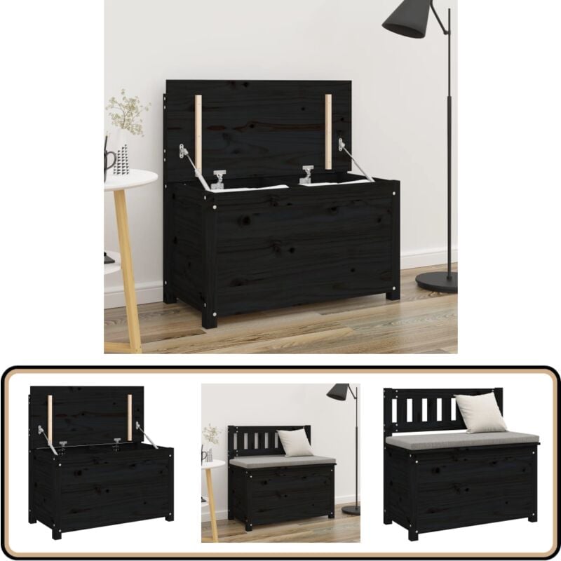 Vidaxl - Banc Noir 80x41x77 cm Bois de pin massif - Banc Bois - Banc Rangement - Meuble Entrée - Chaise Salle à Manger - Mobilier Intérieur