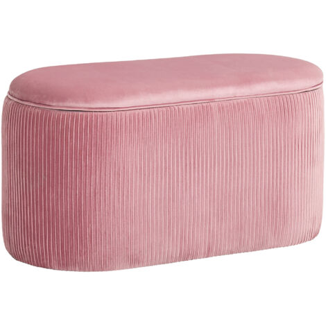 Banc ottoman rangement design rétro aspect velours 81 x 40 x 41 cm rose antique