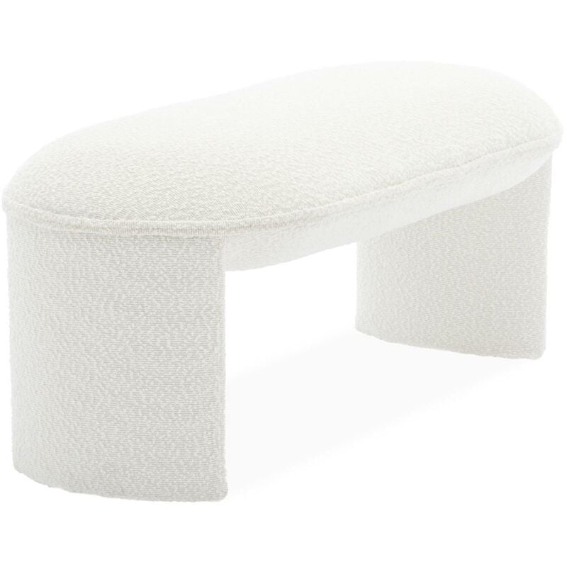 Banc ou bout de lit en tissu bouclette blanc crème l 100 x p 44 x h 41cm - shawn