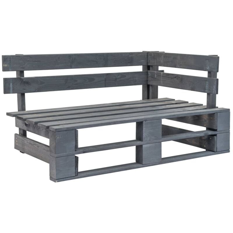 Banc d'angle palette de jardin bois gris Vidaxl