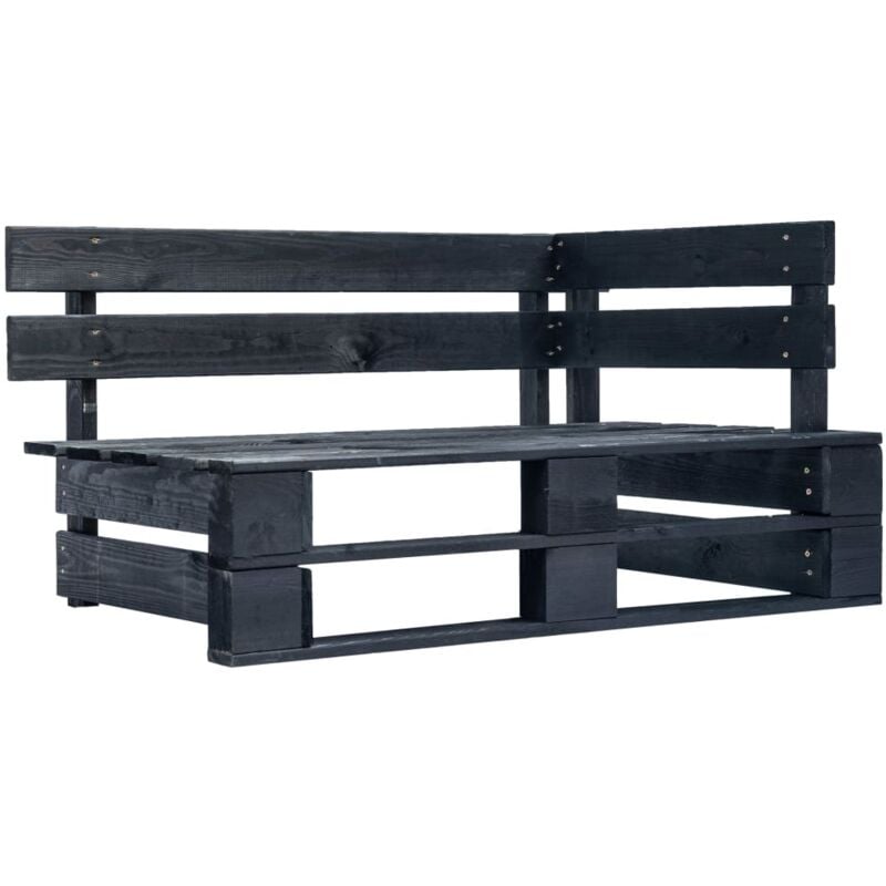 Banc d'angle palette de jardin bois noir Vidaxl