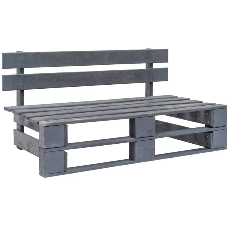 Banc palette de jardin Banc d'extérieur Banquette Bois Gris 74408