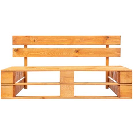 Banc palette de jardin  Banc extérieur  Banquette de jardin bois marron miel